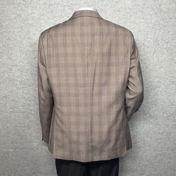 West End Mens 3pc Suit Tan Plaid Check 48L IT Fits US 44L/46L 40W Tapered Pants - Picture 5 of 15